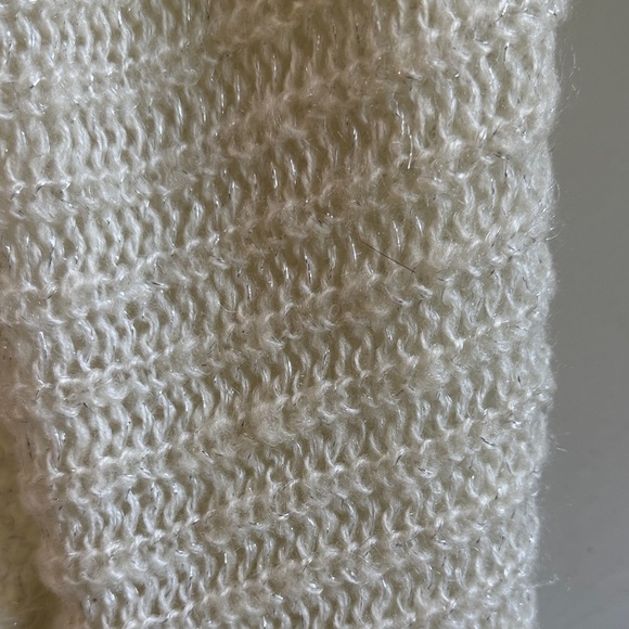 Cozy Cream Knit Infinity Scarf with Glistening Silver Detail - Picture 4 of 4